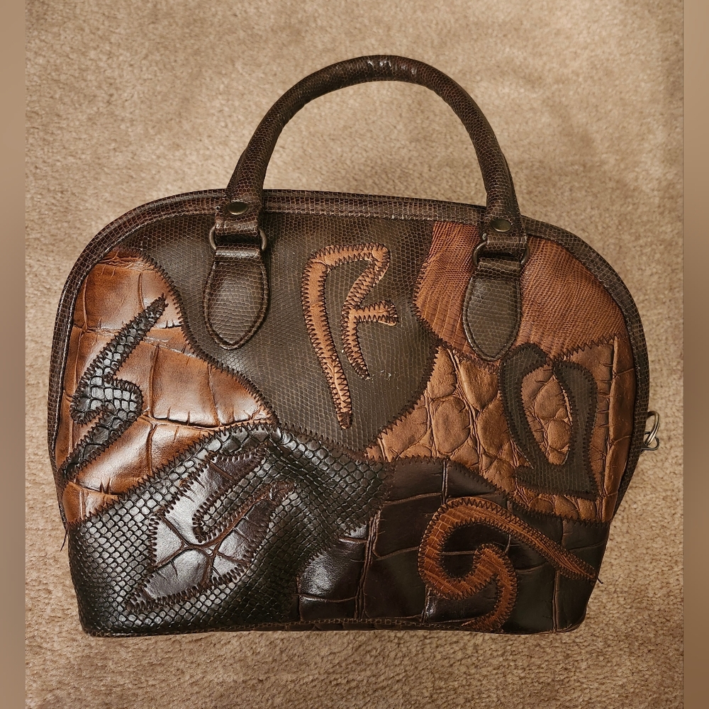 Brown Patchwork Handbag - Picture 1 of 9